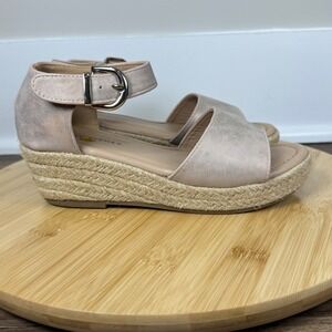 Marc Fisher Espadrille Wedge Sandals Kids Size 3 Rose Gold Metallic Boho Summer